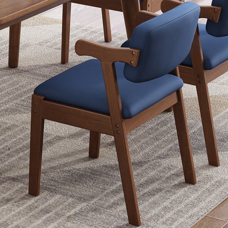 Contemporary Scandinavian Square Z Shape Fabric Leather Wood Dining Chair Backrest Armrest For Dining Room