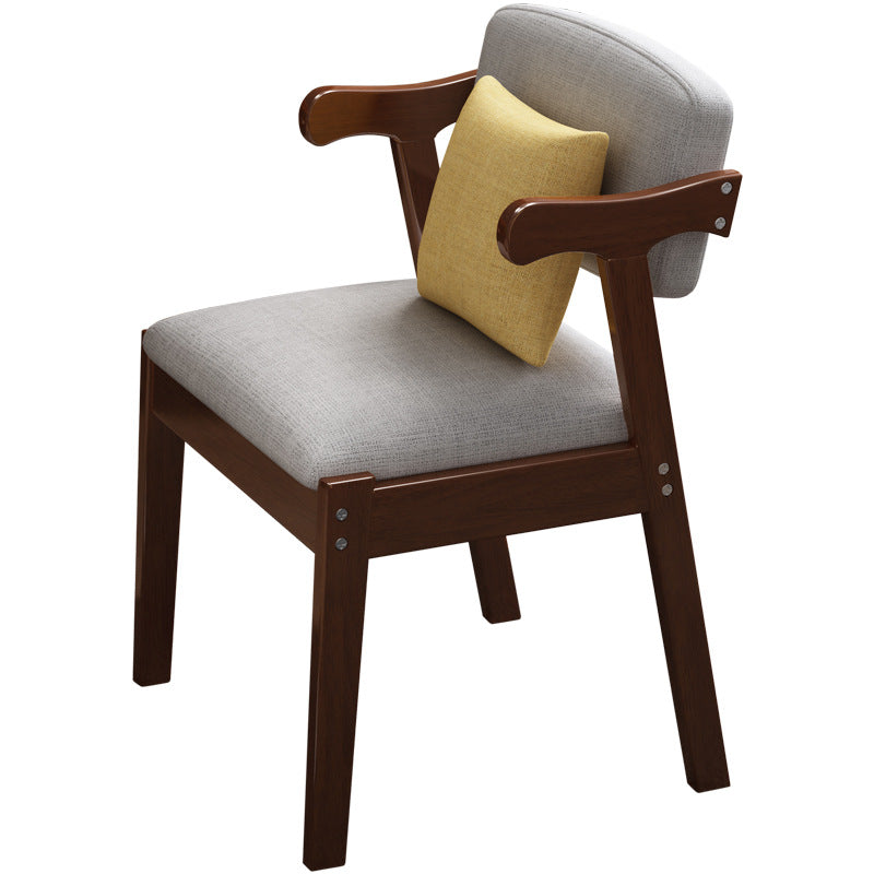 Contemporary Scandinavian Square Z Shape Fabric Leather Wood Dining Chair Backrest Armrest For Dining Room