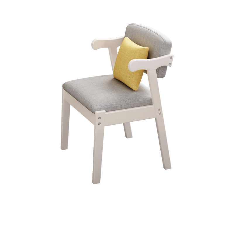 Contemporary Scandinavian Square Z Shape Fabric Leather Wood Dining Chair Backrest Armrest For Dining Room