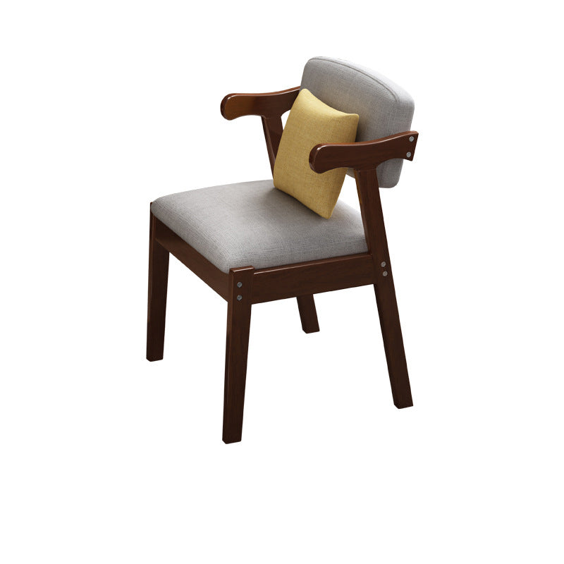 Contemporary Scandinavian Square Z Shape Fabric Leather Wood Dining Chair Backrest Armrest For Dining Room