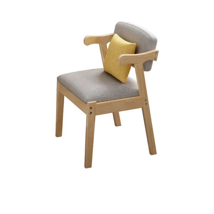 Chaise de salle à manger contemporaine scandinave en tissu en forme de carré Z en cuir synthétique avec dossier et accoudoirs en bois 