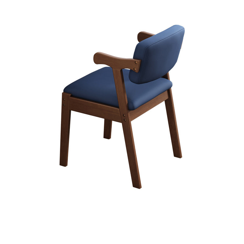 Contemporary Scandinavian Square Z Shape Fabric Leather Wood Dining Chair Backrest Armrest For Dining Room
