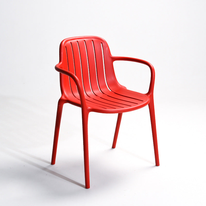 Contemporary Scandinavian Bend Seam Square Plastic Dining Chair Backrest Armrest For Dining Room