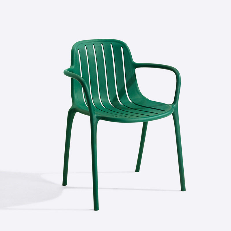 Contemporary Scandinavian Bend Seam Square Plastic Dining Chair Backrest Armrest For Dining Room