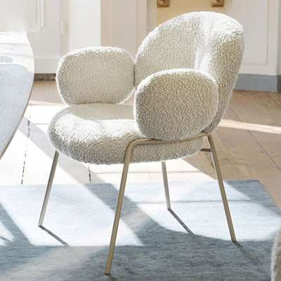 Traditional Rustic Flat Round Curved Lambswool Metal Dining Chair Backrest For Dining Room