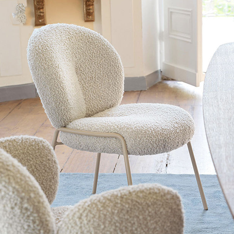 Traditional Rustic Flat Round Curved Lambswool Metal Dining Chair Backrest For Dining Room