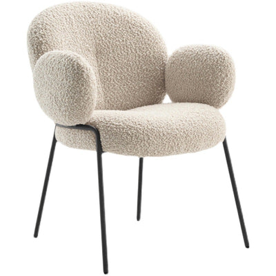 Traditional Rustic Flat Round Curved Lambswool Metal Dining Chair Backrest For Dining Room