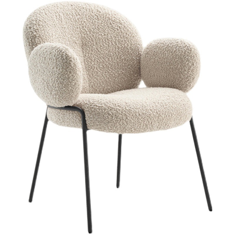 Traditional Rustic Flat Round Curved Lambswool Metal Dining Chair Backrest For Dining Room