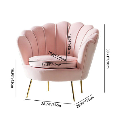 Contemporary Creative Curved Round Tech Fabric Metal Accent Chair Backrest Armless For Living Room