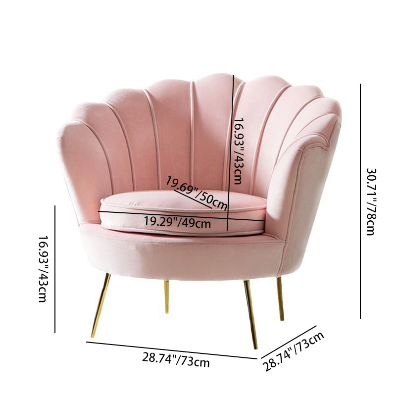 Contemporary Creative Curved Round Tech Fabric Metal Accent Chair Backrest Armless For Living Room