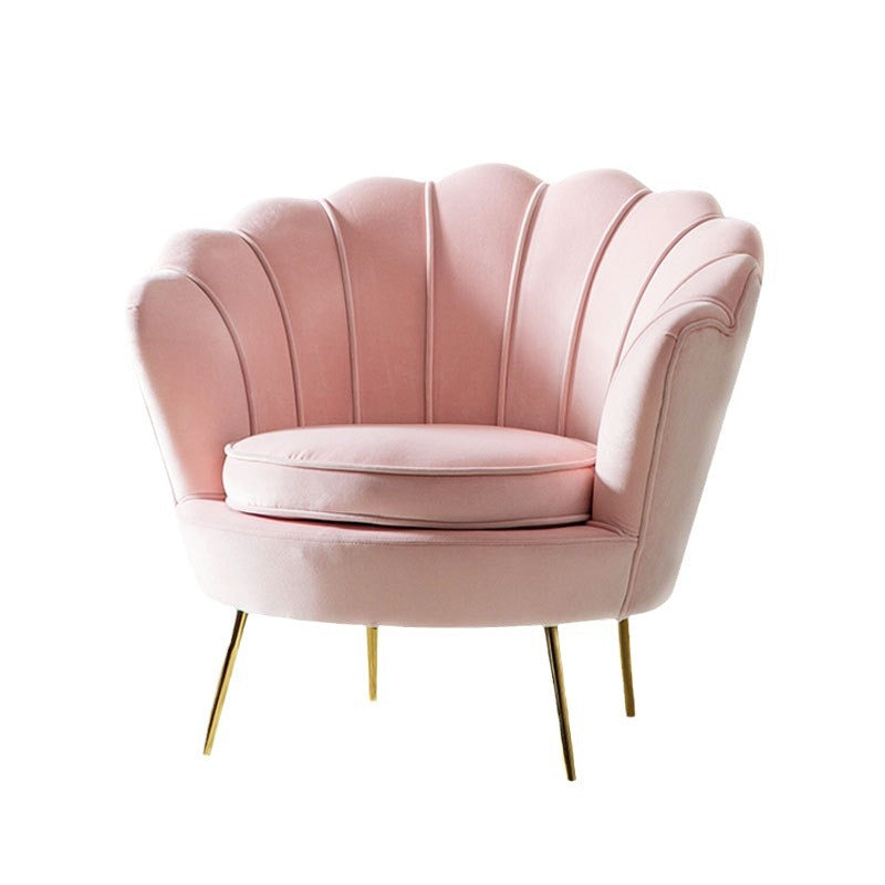 Contemporary Creative Curved Round Tech Fabric Metal Accent Chair Backrest Armless For Living Room