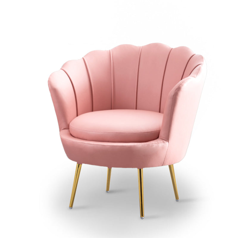 Contemporary Creative Curved Round Tech Fabric Metal Accent Chair Backrest Armless For Living Room
