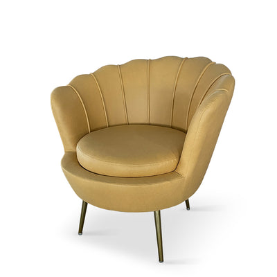 Contemporary Creative Curved Round Tech Fabric Metal Accent Chair Backrest Armless For Living Room