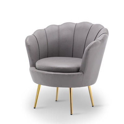 Contemporary Creative Curved Round Tech Fabric Metal Accent Chair Backrest Armless For Living Room