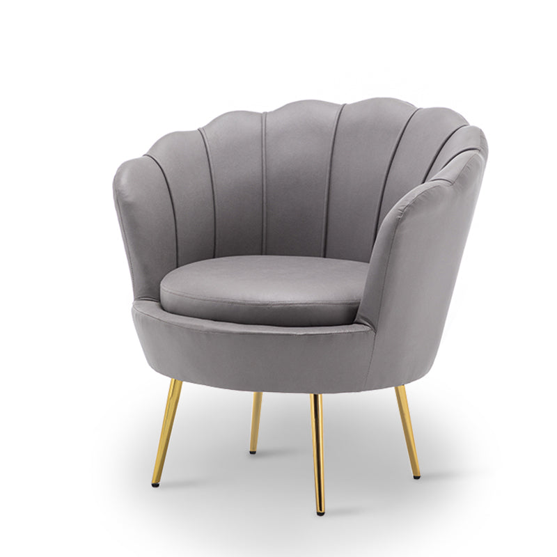 Contemporary Creative Curved Round Tech Fabric Metal Accent Chair Backrest Armless For Living Room