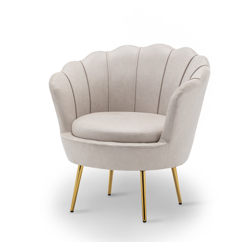 Contemporary Creative Curved Round Tech Fabric Metal Accent Chair Backrest Armless For Living Room