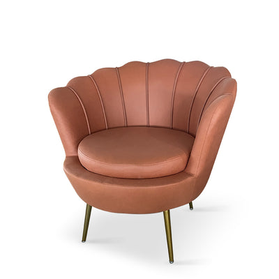 Contemporary Creative Curved Round Tech Fabric Metal Accent Chair Backrest Armless For Living Room