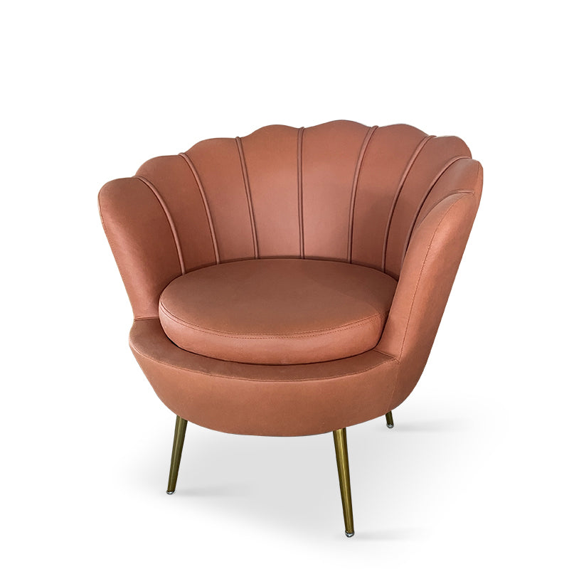 Contemporary Creative Curved Round Tech Fabric Metal Accent Chair Backrest Armless For Living Room