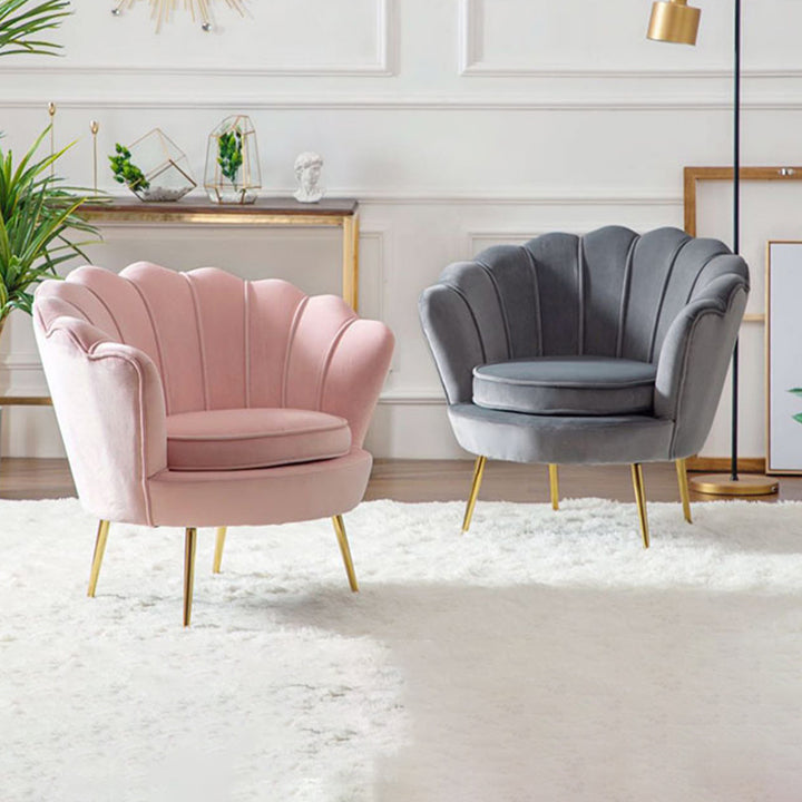 Chaise d'appoint contemporaine créative incurvée ronde en tissu technique avec dossier sans accoudoirs pour salon 
