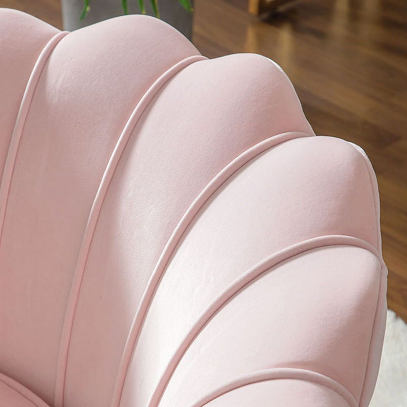 Contemporary Creative Curved Round Tech Fabric Metal Accent Chair Backrest Armless For Living Room