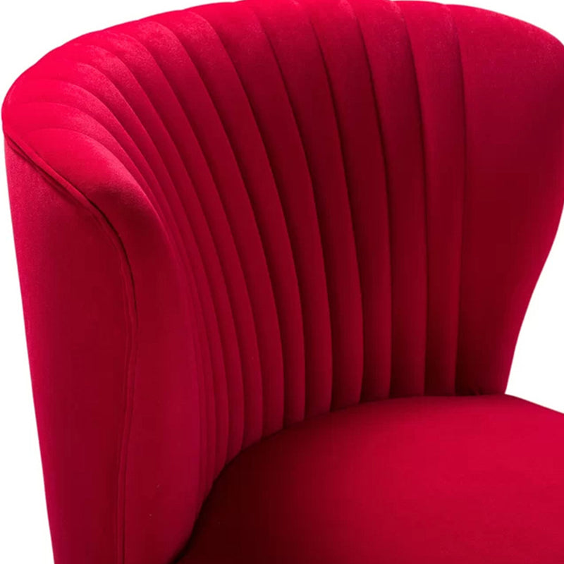 Modern Luxury Curved Pleat Square Velvet Wood Metal Accent Chair Backrest Armless For Living Room