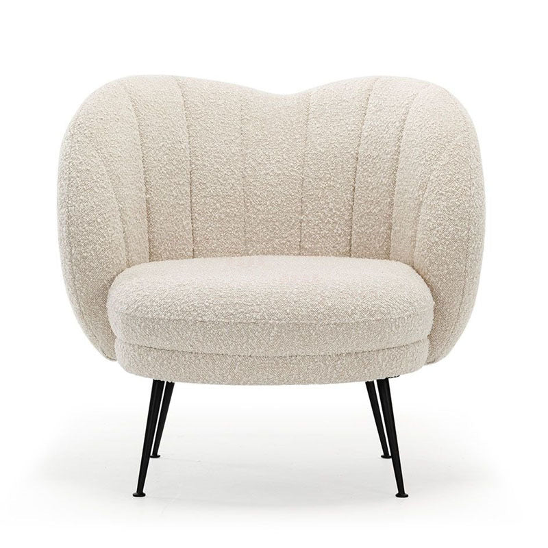 Traditional French Curved Round Lambswool Fabric Metal Accent Chair Backrest Armless For Living Room