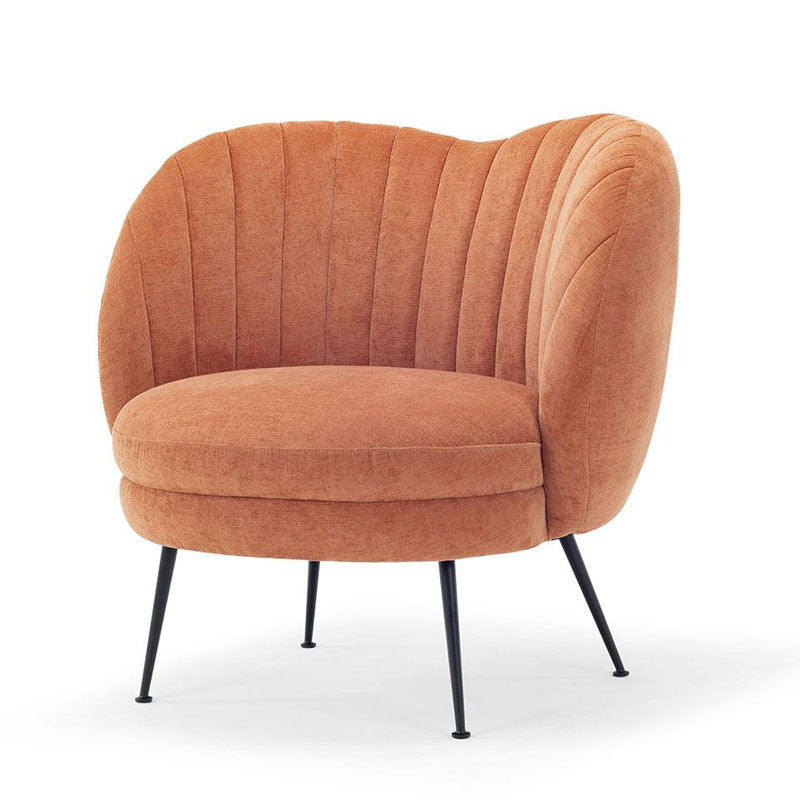Traditional French Curved Round Lambswool Fabric Metal Accent Chair Backrest Armless For Living Room