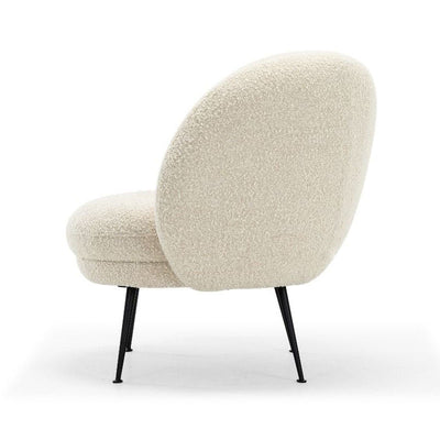 Traditional French Curved Round Lambswool Fabric Metal Accent Chair Backrest Armless For Living Room