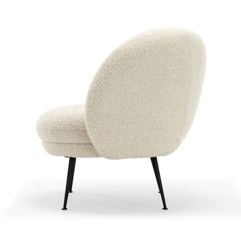 Traditional French Curved Round Lambswool Fabric Metal Accent Chair Backrest Armless For Living Room