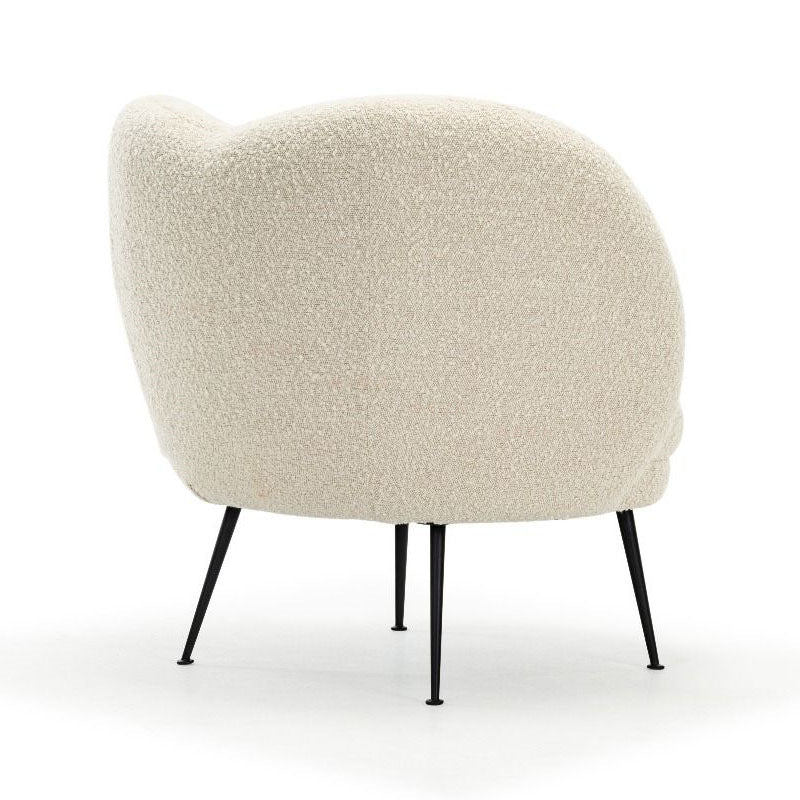 Traditional French Curved Round Lambswool Fabric Metal Accent Chair Backrest Armless For Living Room