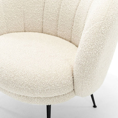 Traditional French Curved Round Lambswool Fabric Metal Accent Chair Backrest Armless For Living Room