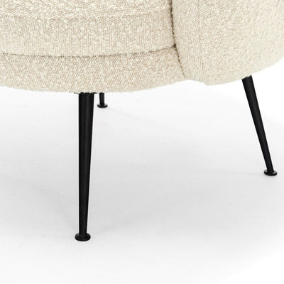 Traditional French Curved Round Lambswool Fabric Metal Accent Chair Backrest Armless For Living Room