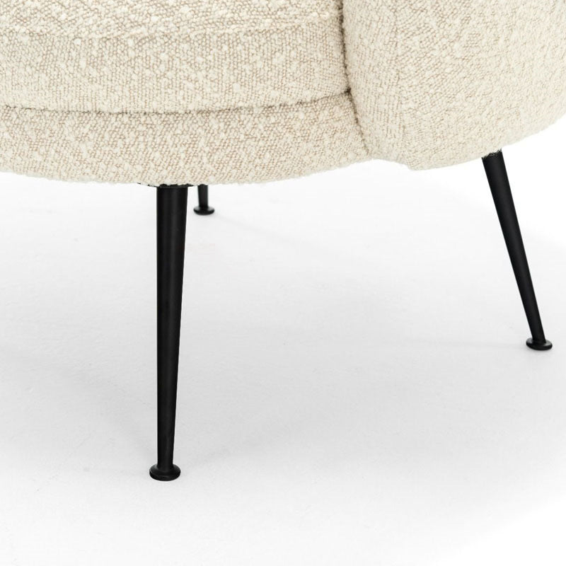 Traditional French Curved Round Lambswool Fabric Metal Accent Chair Backrest Armless For Living Room