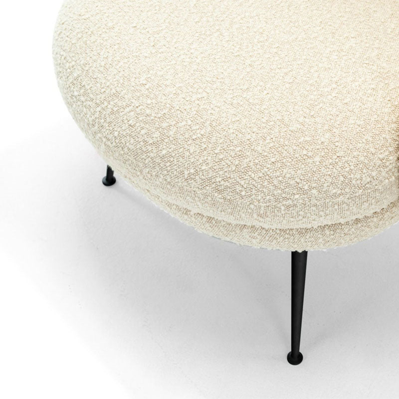 Traditional French Curved Round Lambswool Fabric Metal Accent Chair Backrest Armless For Living Room