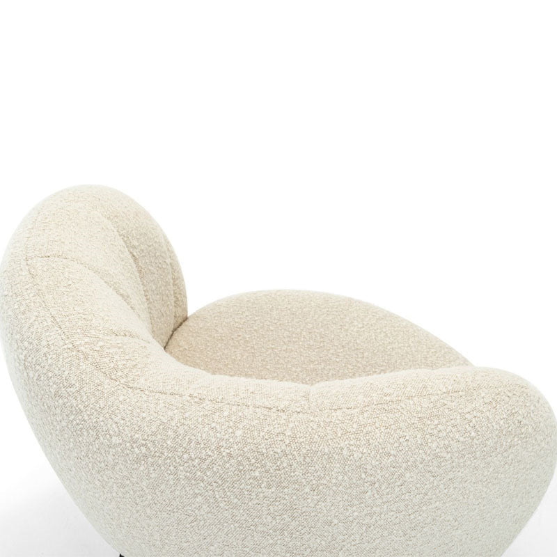 Traditional French Curved Round Lambswool Fabric Metal Accent Chair Backrest Armless For Living Room
