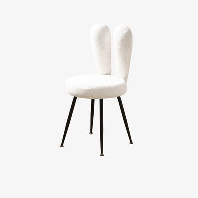 Modern Art Deco Rabbit Ears Round Lambswool Carbon Steel Vanity Stool Backrest For Bedroom