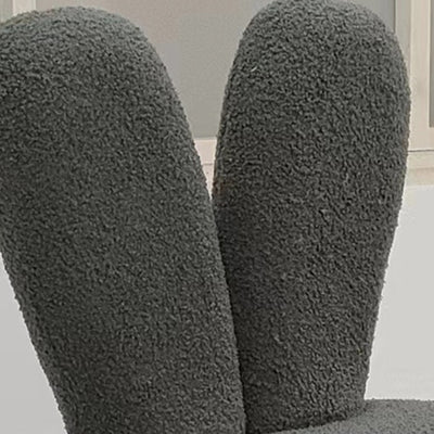 Modern Art Deco Round Rabbit Ears Cylinder Lambswool Wood Shoe Bench Low Stool For Living Room