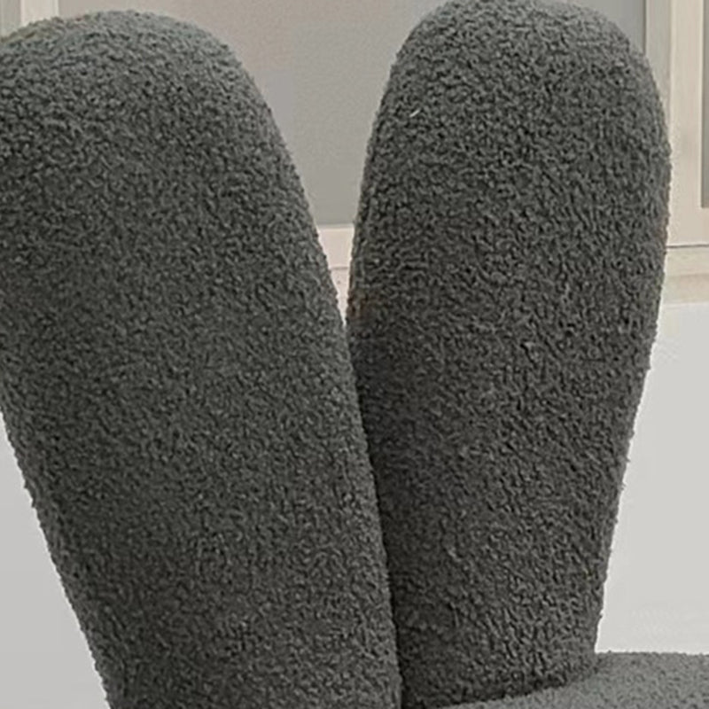 Modern Art Deco Round Rabbit Ears Cylinder Lambswool Wood Shoe Bench Low Stool For Living Room