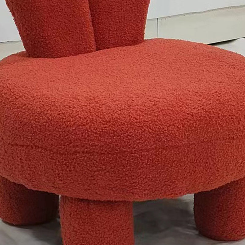 Modern Art Deco Round Rabbit Ears Cylinder Lambswool Wood Shoe Bench Low Stool For Living Room