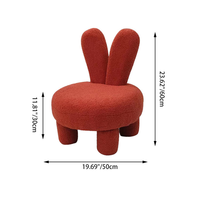 Modern Art Deco Round Rabbit Ears Cylinder Lambswool Wood Shoe Bench Low Stool For Living Room