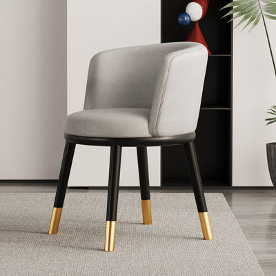 Modern Luxury Half Wrap Round Napa Leather Tech Fabric Sisal Metal Dining Chair Backrest For Dining Room