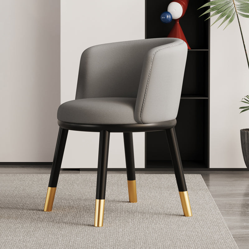 Modern Luxury Half Wrap Round Napa Leather Tech Fabric Sisal Metal Dining Chair Backrest For Dining Room