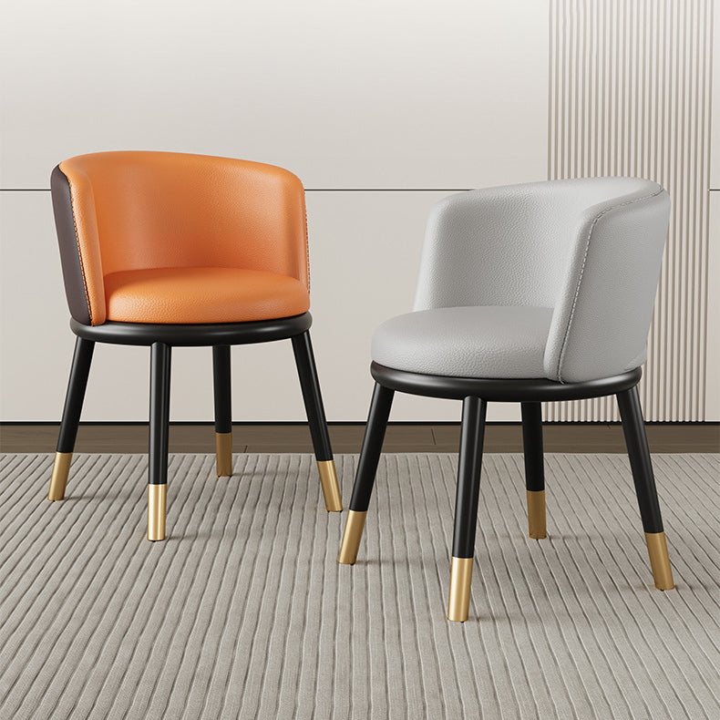 Modern Luxury Half Wrap Round Napa Leather Tech Fabric Sisal Metal Dining Chair Backrest For Dining Room