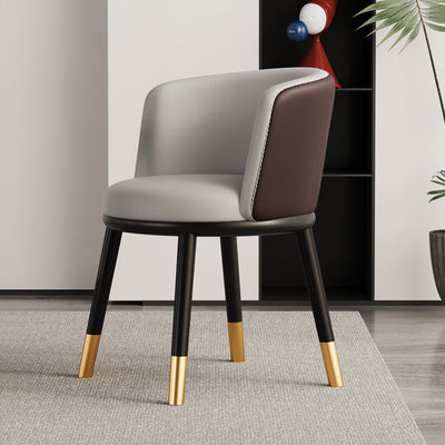 Modern Luxury Half Wrap Round Napa Leather Tech Fabric Sisal Metal Dining Chair Backrest For Dining Room
