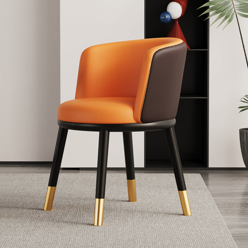 Modern Luxury Half Wrap Round Napa Leather Tech Fabric Sisal Metal Dining Chair Backrest For Dining Room