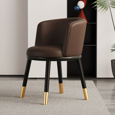 Modern Luxury Half Wrap Round Napa Leather Tech Fabric Sisal Metal Dining Chair Backrest For Dining Room