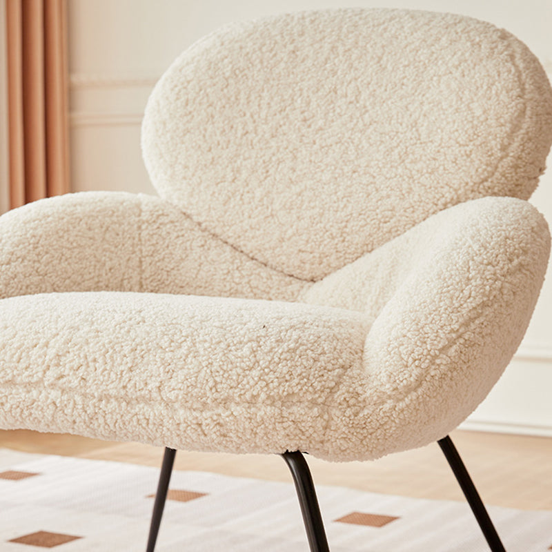 Contemporary Creative Elliptical Curved Arc Lambswool Linen Metal Accent Chair Backrest Armless For Living Room