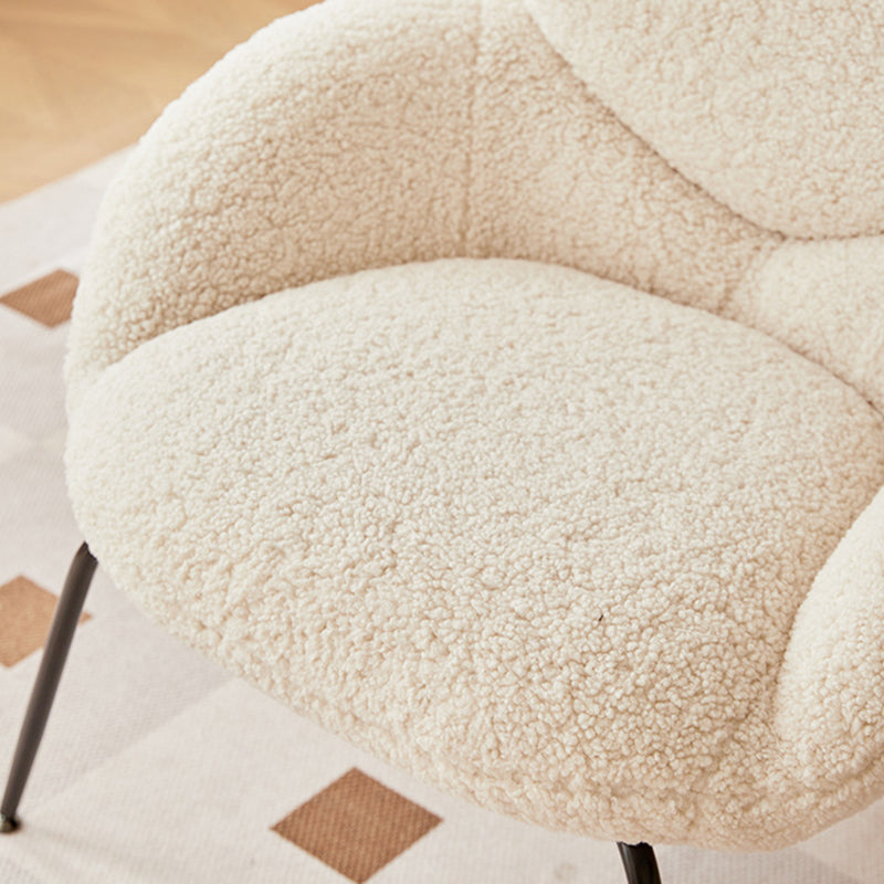 Contemporary Creative Elliptical Curved Arc Lambswool Linen Metal Accent Chair Backrest Armless For Living Room