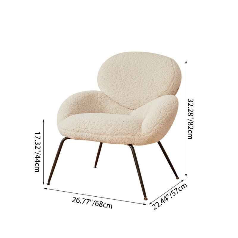 Contemporary Creative Elliptical Curved Arc Lambswool Linen Metal Accent Chair Backrest Armless For Living Room