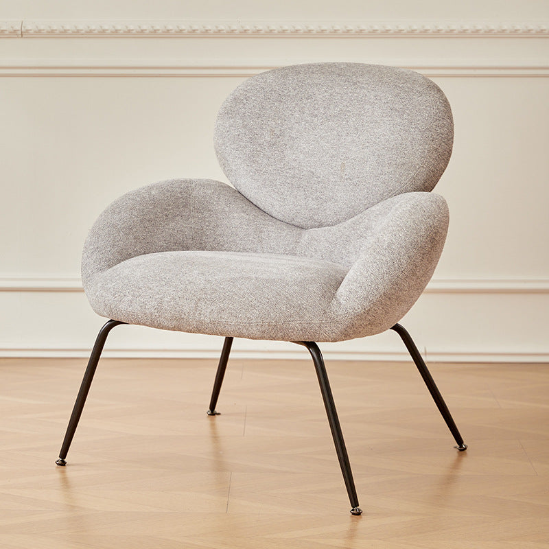 Contemporary Creative Elliptical Curved Arc Lambswool Linen Metal Accent Chair Backrest Armless For Living Room